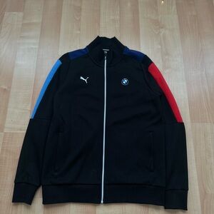 Puma Black Jacket with BMW Logo and Colorful Stripes